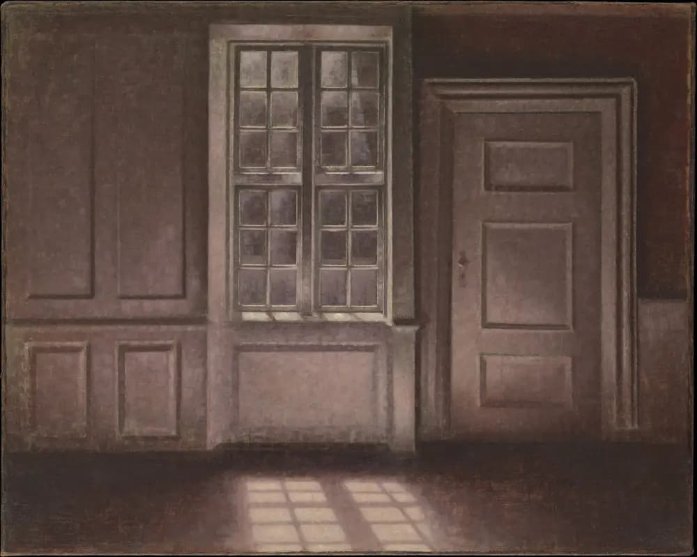 Moonlit room with a tall window